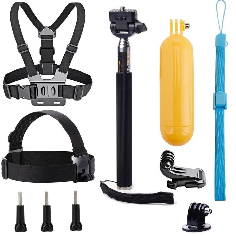 VVHOOY Universal Action Camera Accessories Bundle Head Chest Strap Mount/Selfie Stick/Floating Hand Grip Compatible with Dragon Touch/AKASO EK7000 Brave 4 5 6 7 LE V50X/GoPro Hero 13 12 11 10 9 8 7 - Image 1